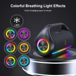 HWWR Bluetooth Speaker, IPX5 Waterproof Portable Bluetooth Speaker with Powerful Bass & LED Lights, BT5.3, Wireless Stereo Pairing for Home Party, Beach, Outdoor Camping, Support USB/TF Card/AUX/TWS - Image 9