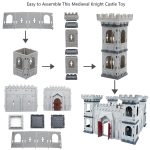 Plustopoy Medieval Castle Knight Toy Soldier Army Figurines, DIY Assembled Cavalry, Arrow Tower,8 Knights and 8 Horse, 36 Soldiers, Simulated Siege War of Attack Castle Toy for Boys - Image 4
