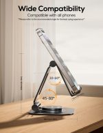 Nulaxy 360 Rotating Cell Phone Stand, Fully Adjustable Foldable Desktop Phone Holder Cradle Dock, Thick Case Friendly, Compatible with All Phones, Nintendo Switch, Black - Image 3