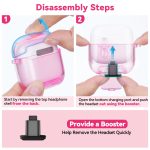 Skyconser with Safety Lock for Apple AirPods 4 Case 2024,Clear Cases with Phone Stand & Cleaning Kit,Soft TPU Cover for AirPods 4th Generation Case,Cute Bling Keychain for Women Girls-Clear Pink - Image 4