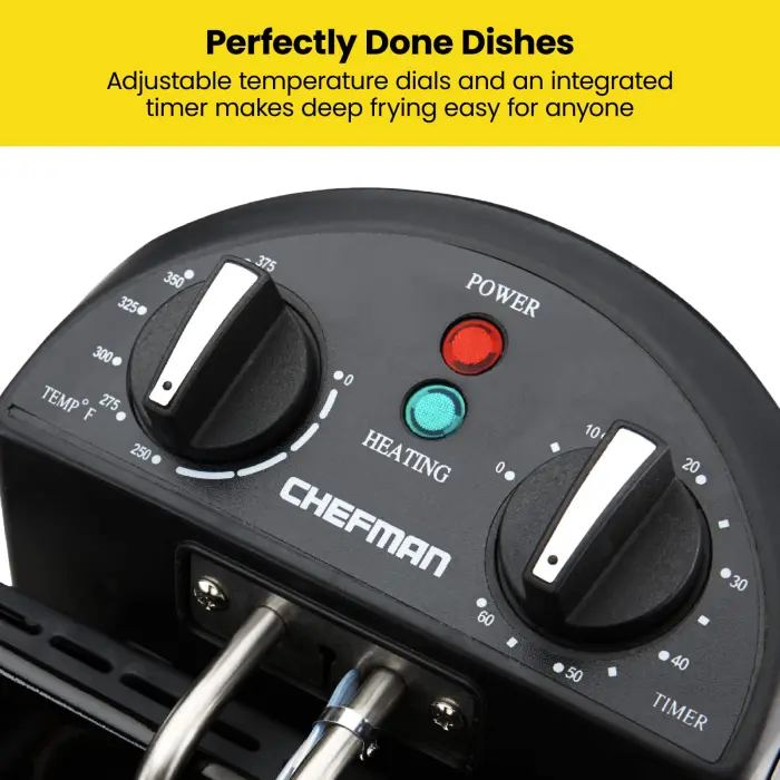 Chefman 4.5 Liter Deep Fryer w/Basket Strainer, XL Jumbo Size, Adjustable Temperature & Timer, Perfect for Fried Chicken, Shrimp, French Fries, Chips & More, Removable Oil-Container, Stainless Steel - Image 5