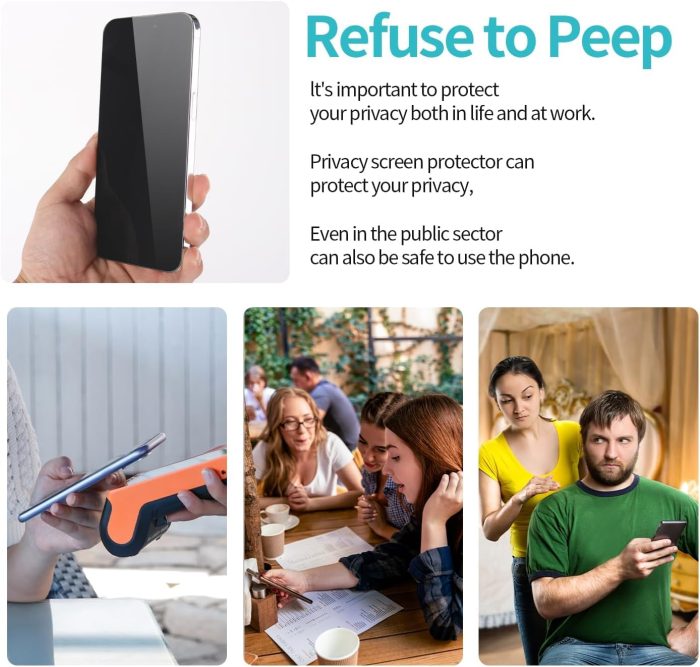 PEHAEL 3+3Pack for iPhone 17 Pro Max Privacy Screen Protector with Camera Lens Protector Full Coverage Anti-Spy Tempered Glass Film 9H Hardness Easy Installation Bubble Free [6.9 inch] - Image 2