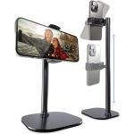 COOPER ChatStand, Adjustable Cell Phone Stand for Desk, Phone Stand for Recording, iPhone Holder for Filming, Small Tripod for iPhone, Fits Samsung, Android Smartphones, (Night Black)