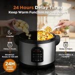 17.8QT Commercial Electric Pressure Cooker stainless steel Pressure Cooker | 24-hour Presetting |12 in 1 slow cooker with temperature control | LED Multifunction Food Warmer with nonstick pot - Image 6