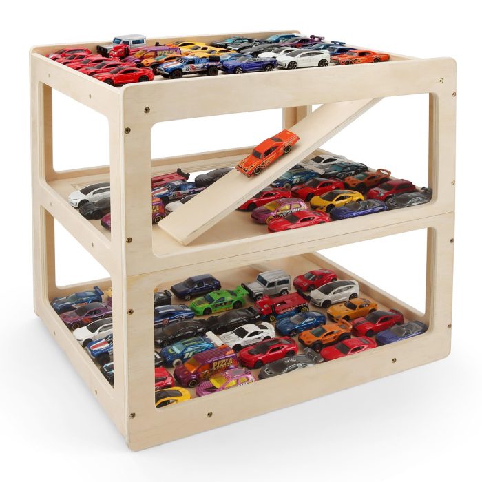 Display Case for Hot Wheels Garage & Matchbox Cars, 1/64 Scale Diecast Toy Car Garage, Storage Case for Hot Wheels, Parking Garage Diorama Toy Car Parking Car Ramp - Image 2