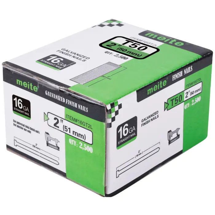 meite 16 Gauge Finish Nails, 2-Inch Galvanized 16GA Finish Nails, Small Straight Finishing Nail, Ideal for Woodworking, Upholstery, and Framing Projects (2,500 Counts) - Image 1