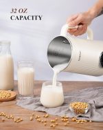 KIDISLE 8 in 1 Nut Milk Maker Blender, 32oz Homemade Soy, Almond, Oat, Coconut, Plant Based and Non Dairy Beverages, Automatic Soybean Machine With Delay Start/Keep Warm/Boil Water, Cream - Image 3