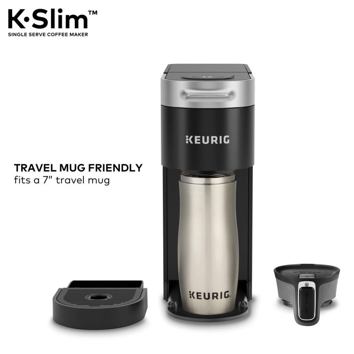 Keurig K-Slim Single Serve K-Cup Pod Coffee Maker, Multistream Technology, 3 Brew Sizes, Slim and Sleek Design, 46oz Removable Reservoir, Black - Image 2