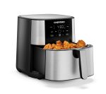 Chefman Air Fryer 8 Qt | TurboFry® 4-in-1 with 450°F Hi-Fry Option for Crispier Results | Air Fry, Bake, Dehydrate, Frozen | XL Nonstick Dishwasher-Safe Basket | Stainless Steel