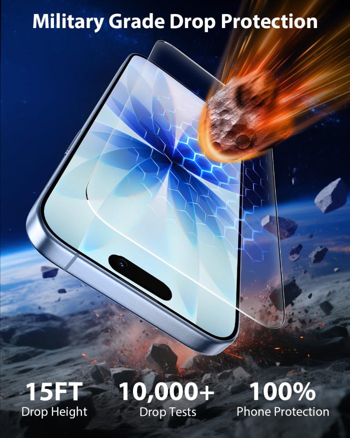 Mkeke 3 Pack Screen Protector for iPhone 17 6.3", [9H+ Tempered Glass] [Military-Grade Drop Protection][Easy Installation Frame] HD Clear, Anti-Scratch, Bubble Free - Image 7