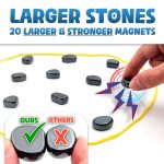 Upgraded (Multi-Level) Magnet Chess Game with String & Stones - Clear & Simple Instructions | Premium Set with 20 Larger & Stronger Stones, Adjustable Rope, 2 Dice & Travel Pouch | for Kids & Adults - Image 8