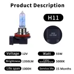 NEWBROWN H11 Headlight Bulb 5000K Super White Light Long Life Replacement PGJ19-2 12V/55W (H11, 2 Pack) - Image 7