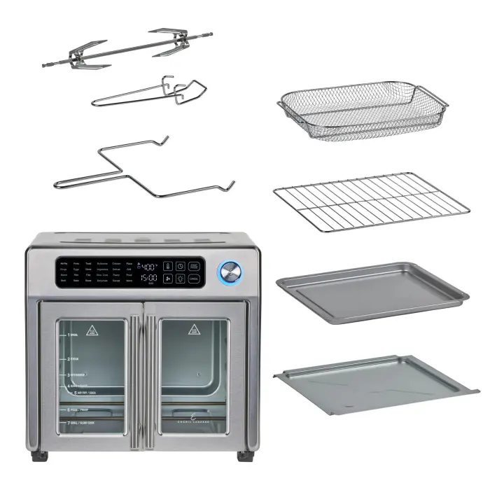 Emeril Lagasse Extra Large French Door Air Fryer Toaster Oven Combo, 24 Cooking Functions and Digital Controls, 7 Accessories Included, Stainless Steel Finish, 26QT Capacity - Image 6