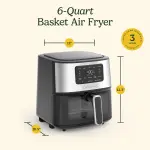 Cuisinart Air Fryer, 6-Quart Basket Large Fryer with 5 Cooking Functions to Roast, Bake, Broil, Air Fry and Keep Warm, 5 Airfryer Presets, Dishwasher-Safe Parts, AIR-200NAS, Stainless Steel & Black - Image 2