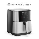Chefman Air Fryer 8 Qt | TurboFry® 4-in-1 with 450°F Hi-Fry Option for Crispier Results | Air Fry, Bake, Dehydrate, Frozen | XL Nonstick Dishwasher-Safe Basket | Stainless Steel - Image 2