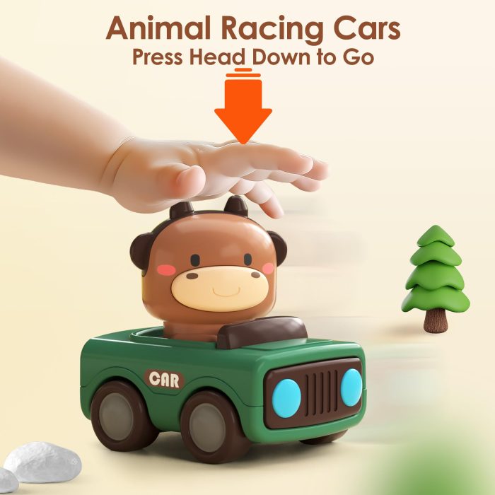 iPlay, iLearn Press to Go Car Toys for Toddlers 1-3, Baby Animal Racing Cars, Infant Play Vehicle Set, Baby Push Go Friction Car Toys for 6-9-12-18 Months, 1st Birthday Gifts for 1-2 Years Old Boys - Image 6