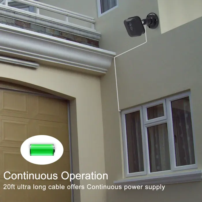 2 Pack 20FT Power Extension Cable Compatible with Wyze Cam V4,Wyze Cam v3,Wyze Cam Pan,WYZE Cam OG,NestCam Indoor,Blink,Amazon Cloud Camera,USB to Micro USB Durable Charging and Data Sync Cord(White) - Image 4