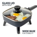 HomeCraft 7-Inch Electric Non-Stick Skillet, Adjustable Temperature Control, Cool-Touch Handle with Tempered Glass Lid, Perfect For Healthy Keto & Low-Carb Diets, Rice Bowls, & Eggs - Image 2