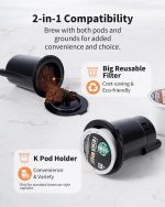 KIDISLE Hot & Iced Coffee Maker with Bold Setting, Single Serve Coffee Maker for K Cup and Grounds, 6-14 Oz Brew Sizes, 50 Oz Removable Water Tank, One Cup Coffee Machine with Reusable Filter, Black - Image 7