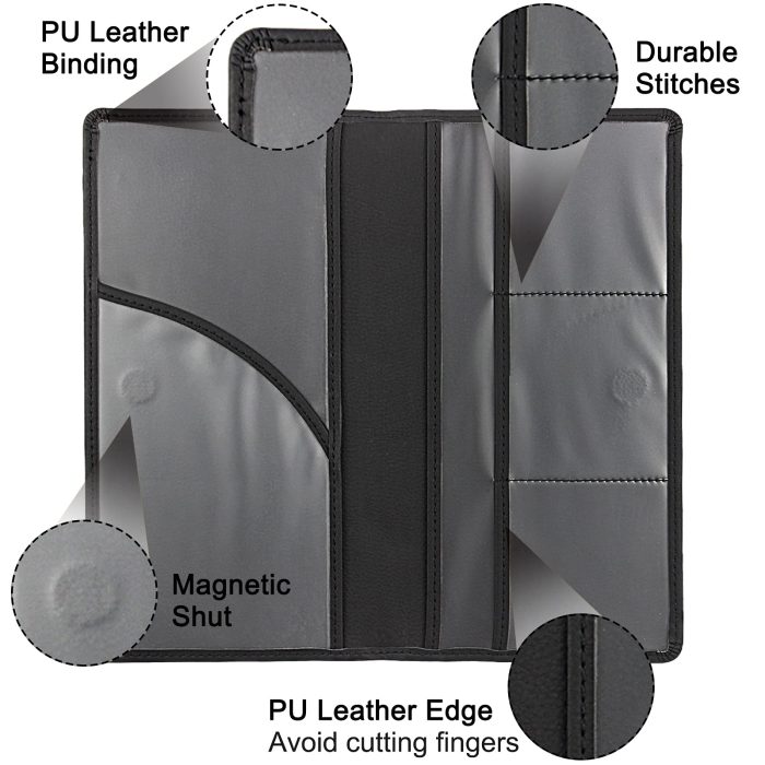 LumiMokki Premium Car Registration & Insurance Card Holder with Magnetic Shut, Vehicle Glove Box Car Organizer - For Documents, Cards, License (Black) - Image 6