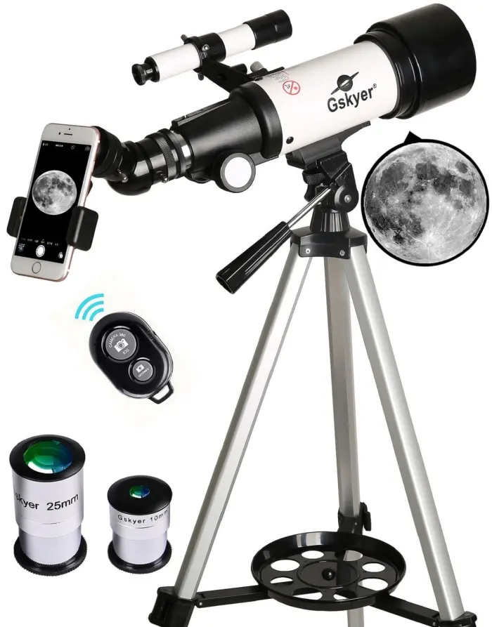 71cb2RCy+aL Gskyer Telescope, 70mm Aperture 400mm AZ Mount Astronomical Refracting Telescope for Kids Beginners - Travel Telescope with Carry Bag, Phone Adapter and Wireless Remote. - Image 1