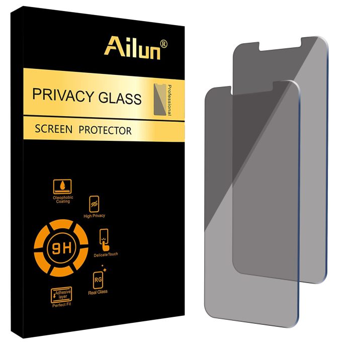 Ailun Privacy Screen Protector for iPhone 16e / iPhone 14 / iPhone 13 / iPhone 13 Pro [6.1 Inch] 2 Pack Anti Spy Private Tempered Glass Anti-Scratch Case Friendly [Not for iPhone 16 6.1 Inch] - Image 1