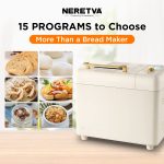 Neretva Bread Machine, 2.2LB 15-in-1 Bread Maker, Dual Heater Breadmaker Machine with Auto Nut Dispenser & Nonstick Ceramic Pan, Bread Maker Machine for Gluten Free, Dough Maker, Sourdough, Yogurt - Image 6