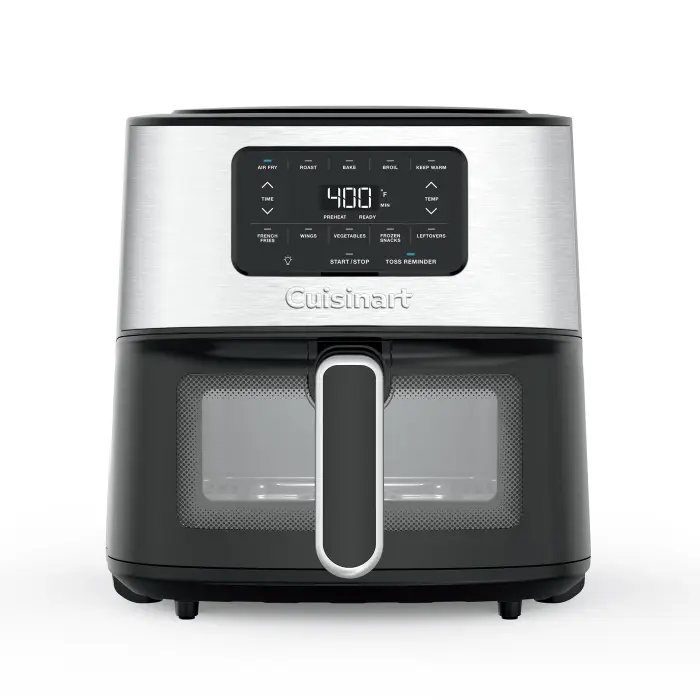 71eNUemGxvL Cuisinart Air Fryer, 6-Quart Basket Large Fryer with 5 Cooking Functions to Roast, Bake, Broil, Air Fry and Keep Warm, 5 Airfryer Presets, Dishwasher-Safe Parts, AIR-200NAS, Stainless Steel & Black - Image 1