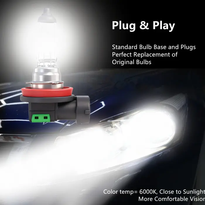 Wuzno H11 Halogen Headlight Bulb/Fog Light 12V 55W White 5000K High/Low Beam 64211 12362 Car Light Bulb Automotive Headlamp Super Bright - Image 2