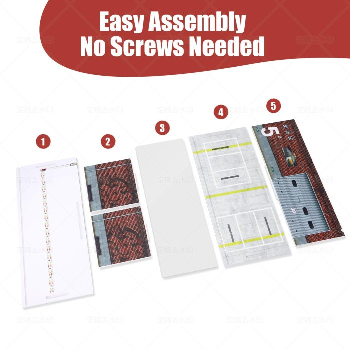 Saichotoy Display Case for Hot Wheels: Stackable Parking Garage for 1/64 Scale Matchbox Toy Car, Foamboard Storage for Monster Trucks with LED Light and Acrylic Cover, Depot - Image 2