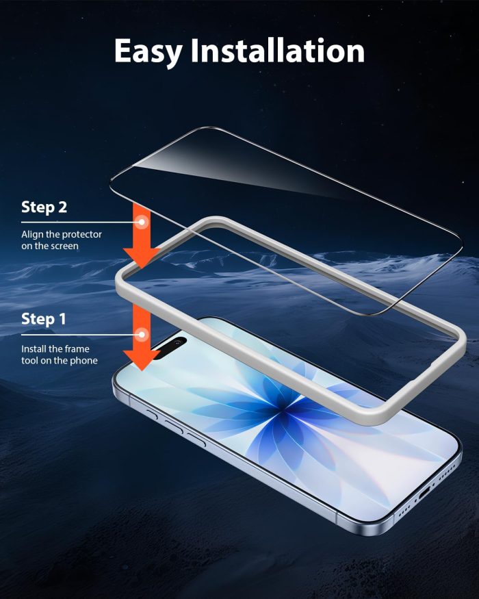 Mkeke 3 Pack Screen Protector for iPhone 17 6.3", [9H+ Tempered Glass] [Military-Grade Drop Protection][Easy Installation Frame] HD Clear, Anti-Scratch, Bubble Free - Image 4