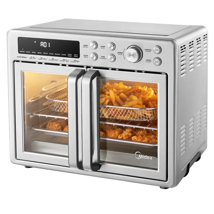 Midea Flexify French Door Toaster Oven Air Fryer Combo, 26.4 QT, Extra Large Air Fryer Countertop Oven 10-in-1 Combo, 25% Faster Cooking and 90% Less Oil, Stainless Steel - Image 1