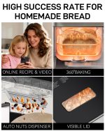 MERIOR 25-IN-1 Bread Maker with Visible Lid | 2lb Automatic Machine, Auto Nut Dispenser, 13-Hour Delay Timer, One-Touch Control & Recipes – Easy Operation, High Success for Homemade Bread - Image 3