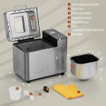 Razorri Bread Maker Machine, 2LB 18-in-1 Programmable Stainless Steel Homemade Bread Machine with Gluten-Free, Auto Nut Dispenser, 15H Delayed-start, 1H Keep Warm, 3 Crust Colors and 3 Loaf Sizes - Image 2