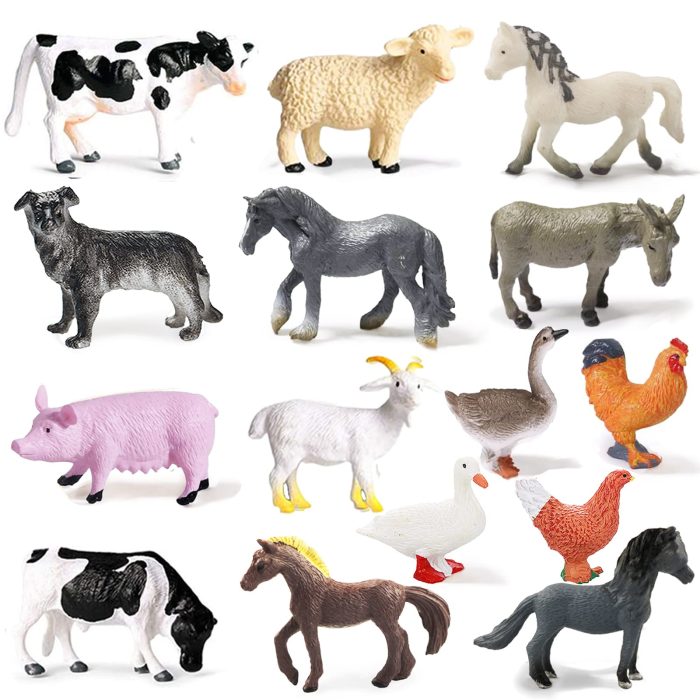 15 Pcs Mini Figures Toys Realistic Farm Animal Figurines, Plastic Learning Educational Playset Animal Themed Party Supplies Cake Topper Ornaments for Easter Egg Birthday Christmas - Image 1