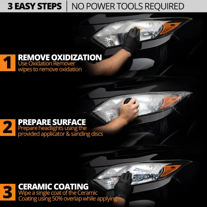 CERAKOTE® Ceramic Headlight Restoration Kit – Guaranteed To Last As Long As You Own Your Vehicle – Brings Headlights Back to Like New Condition - No Power Tools Required - 10 Wipe Kit - Image 7