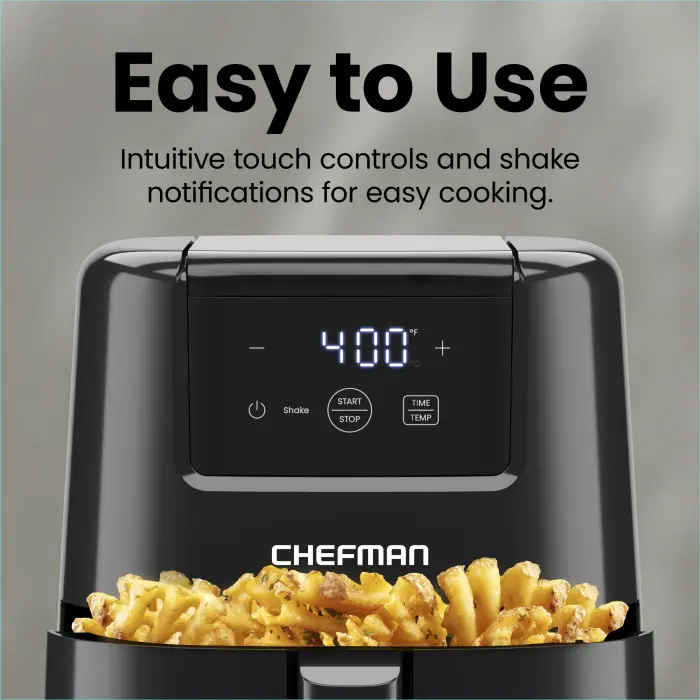 CHEFMAN 2 Qt Mini Air Fryer – Digital Space-Saving Compact Air Fryer with Nonstick and Dishwasher Safe Basket, Quick & Easy Meals in Minutes, Features Digital Timer and Shake Reminder – Black - Image 5