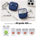 MCTOPZO for AirPods 4 Case 2024 Come with Cleaner Kit,Soft Silicone Protective Cover for Apple AirPods 4th Generation Cases with Keychain,Compatible with AirPod 4 Case for Women Men-Midnight Blue - Image 6