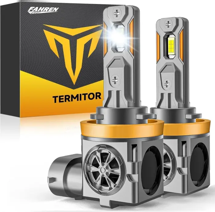Termitor Upgraded H11/H9 Bulbs, 70,000LM 12X Brightner, 1:1 Halogen Size, 6500K Cool White, Canbus Ready, Plug and Play H11 Driving Lights, Plug and Play, 85000+ Hours Long Service Life, Pack of 2 - Image 1