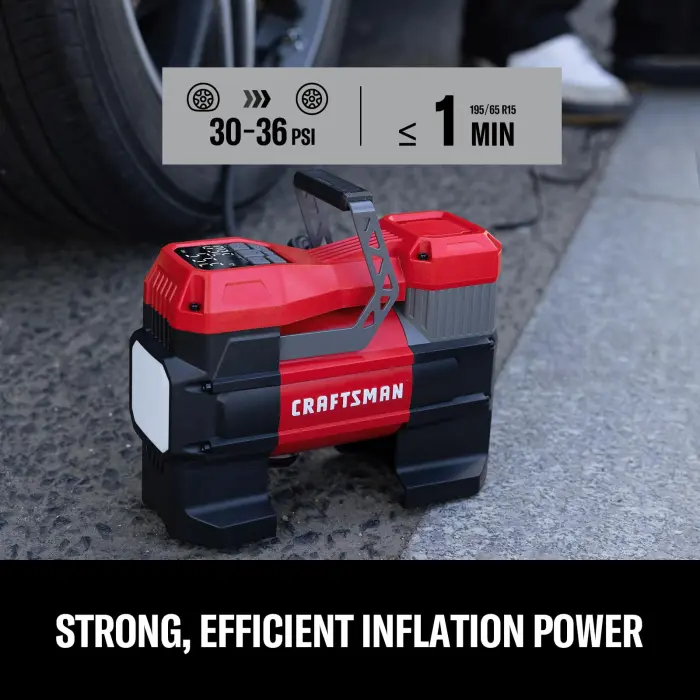 CRAFTSMAN 12V Portable Tire Inflator, Digital Air Compressor Pump with Gauge & LED Light, 150 PSI Auto Shut-Off, Compact Air Pump for Car, Motorcycle, Bike & Sports Balls - Image 7