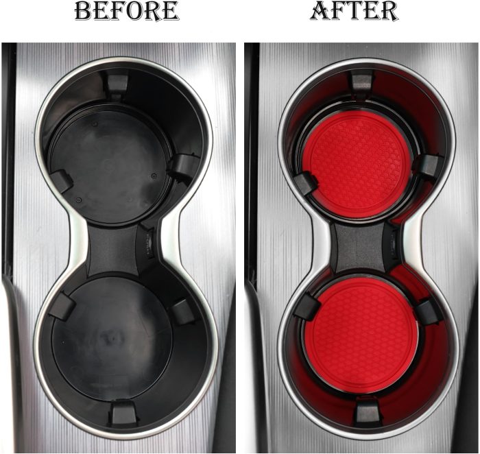 SINGARO Car Cup Coaster, 4PCS Universal Non-Slip Cup Holders Embedded in Ornaments Coaster, Car Interior Accessories, Red - Image 2