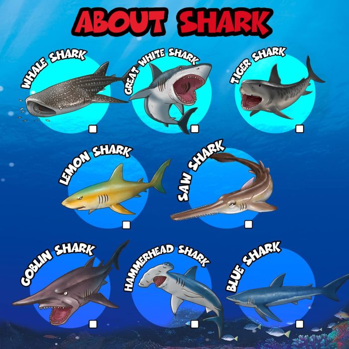 Yeonha Toys 8 Pack Shark Toys with Educational Booklet, Soft Plastic Realistic Shark Figure Set for Kid, Ocean Sea Animal Party Favor, Pool Bath Tub Toy for Toddler Child Boy Girl, Birthday Gift - Image 5