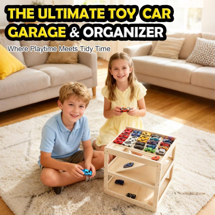 Display Case for Hot Wheels Garage & Matchbox Cars, 1/64 Scale Diecast Toy Car Garage, Storage Case for Hot Wheels, Parking Garage Diorama Toy Car Parking Car Ramp - Image 5