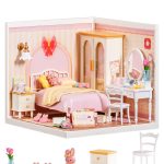 Rolife Super Creator Series, DIY Mini Lovely Pink Bedroom Dollhouse House Kit, Bulid Scenary for Action Collectible Figures, Creative Gifts for Women Kids Adults