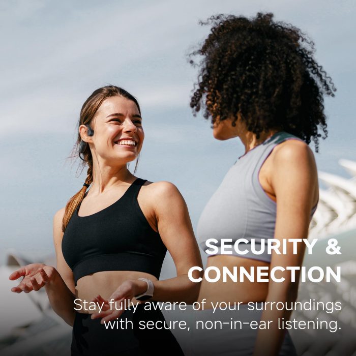 Yorlu Bone Conduction Headphones, Bluetooth 5.4 Open Ear Headphones, 10H Playtimes Wireless Headphones with Mic, Sport Earphones, IPX6 Sweatproof Headset for Workout, Hiking, Black - Image 2