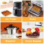 BYKITCHEN 8 inch Square Air Fryer Rack, 3pcs Stackable Stainless Steel Dehydrator Rack with Silicon Feet, Square Air Fryer Accessories for Cosori, Instant Vortex, Ninja Pro XL 6.5 QT AF181 & More - Image 3