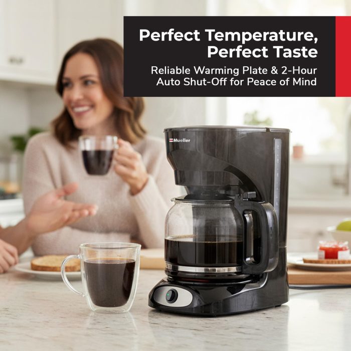Mueller 12-Cup Drip Coffee Maker - Borosilicate Carafe, Auto-Off, Reusable Filter, Anti-Drip, Keep-Warm Function, Clear Water Level Window Coffee Machine, Kitchen Essentials & Accessories - Image 8