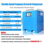 10HP Air Compressor 230V 60Hz 1-Phase Variable Speed Frequency Rotary Screw Air Compressor 39cfm Max Pressure 120 psi Commercial Air Compressed System - Image 7
