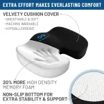 Everlasting Comfort Doctor Recommended Memory Foam Seat Cushion for Office Chairs & Car - Ergonomic Office Desk Accessories - Cushions for Tailbone Pain Relief, Sciatica (Black, Large) - Image 3