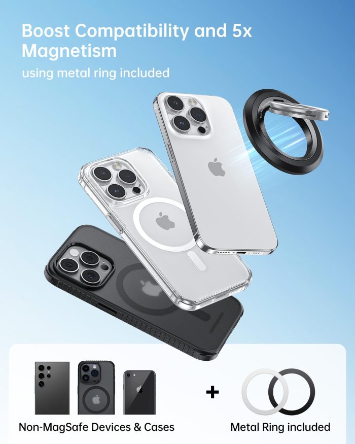 SYNCWIRE for MagSafe Phone Grip, 360° Rotation Magnetic Cell Phone Grip Magnetic Ring Holder Kickstand Mag Safe Ring Stand Compatible with iPhone 17 16 15 14 13 12 Pro Max MagSafe Accessories Android - Image 3